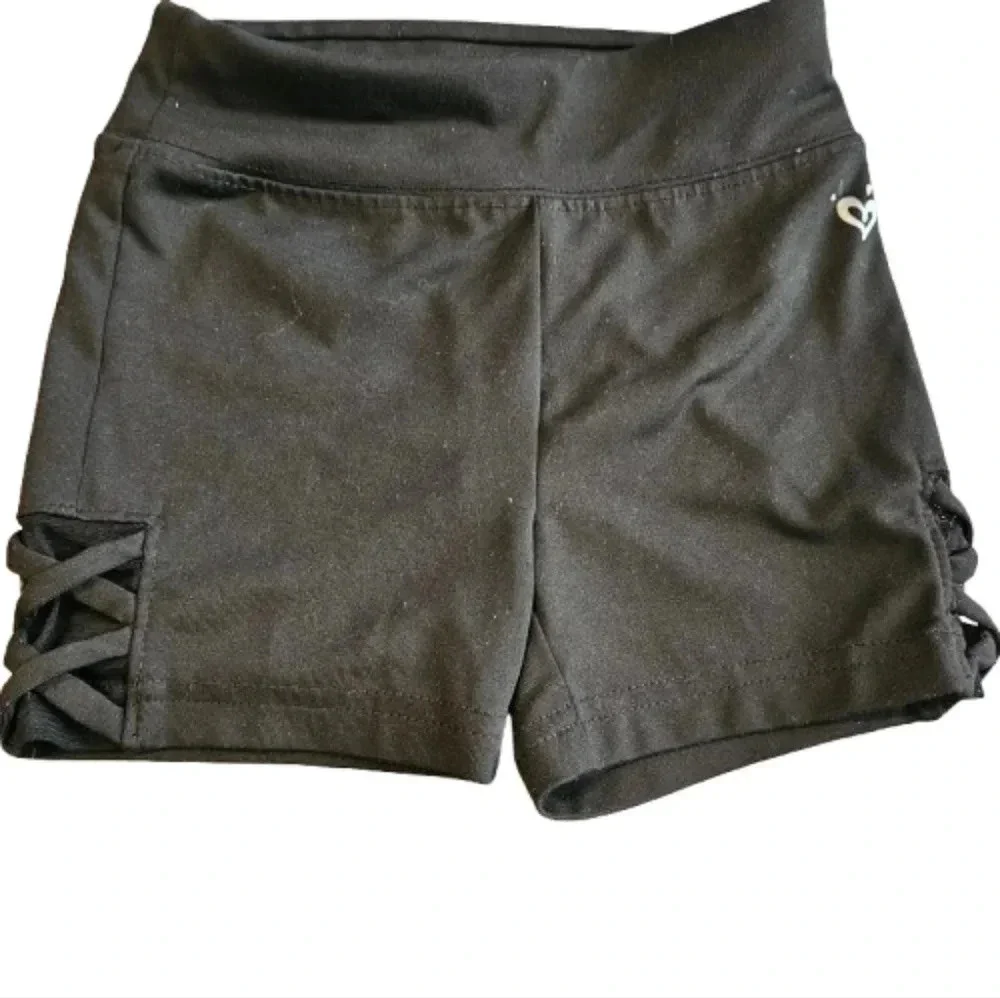 Justice Girls Black Compression Shorts with Lace vented sides